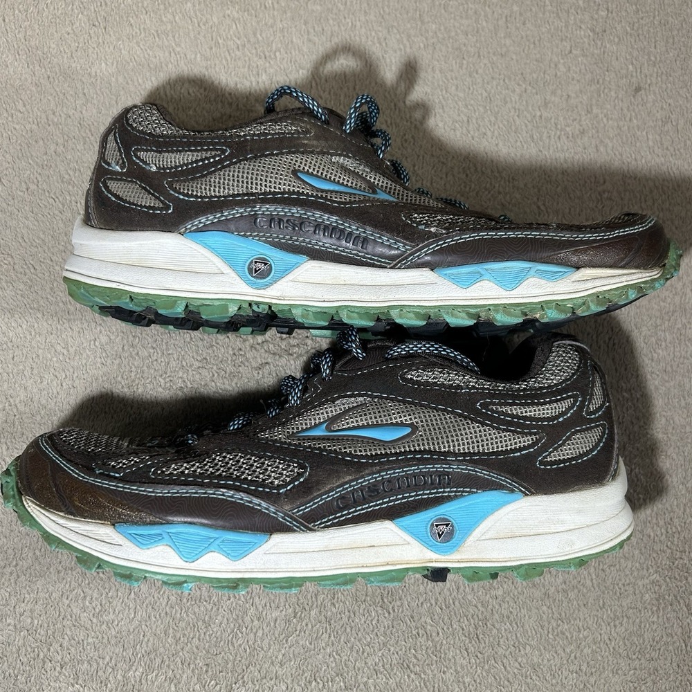 Brooks Cascadia Women's Brown Teal Trail Running Shoes Sneakers Size 9